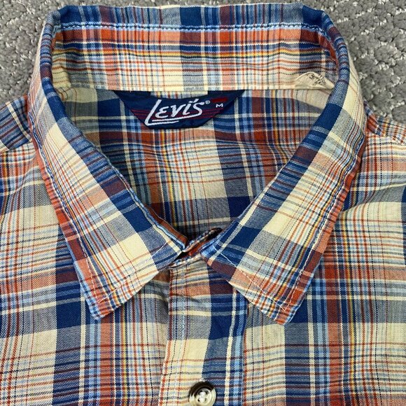 Vintage 80s Levi's Shirt Men's Medium Plaid Check Button Up Down Front Made USA - Picture 3 of 14